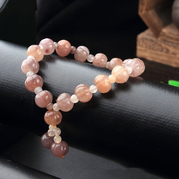 Karamay Gold Silk Jade Colorful Pumpkin Bead Bracelet