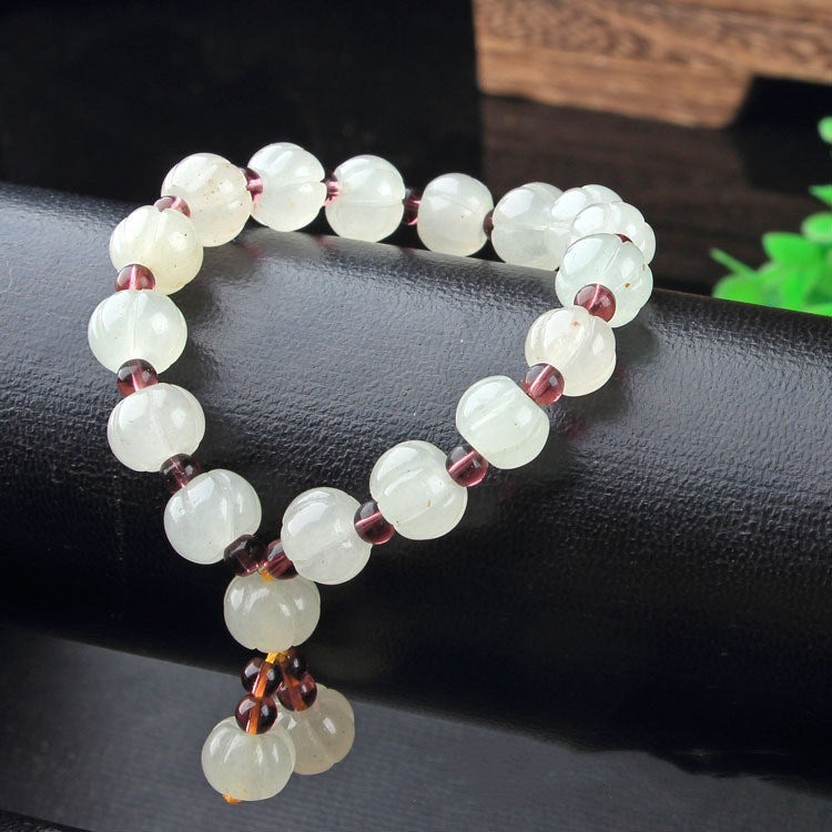 Karamay Gold Silk Jade Colorful Pumpkin Bead Bracelet