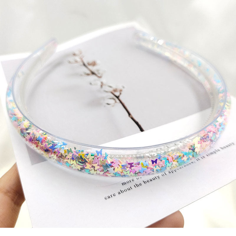 Quicksand Children's Transparent PVC Sequin Hair Hoop Children's Hair Accessories