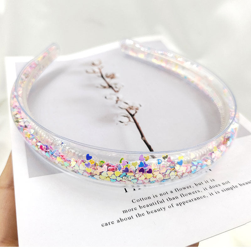 Quicksand Children's Transparent PVC Sequin Hair Hoop Children's Hair Accessories