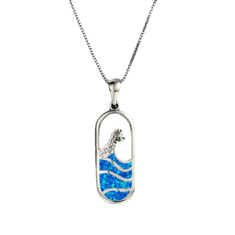 European And American Accessories Aubao Wave Pendant Necklace Is Simple