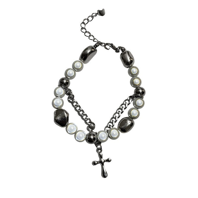 Multi Panel Reflective Pearl Bracelet