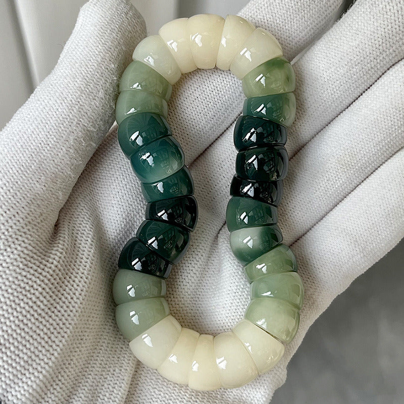Natural Bodhi Root Floating Flower Gradient Color Around Finger Johor Beads Play Rosary Bracelet