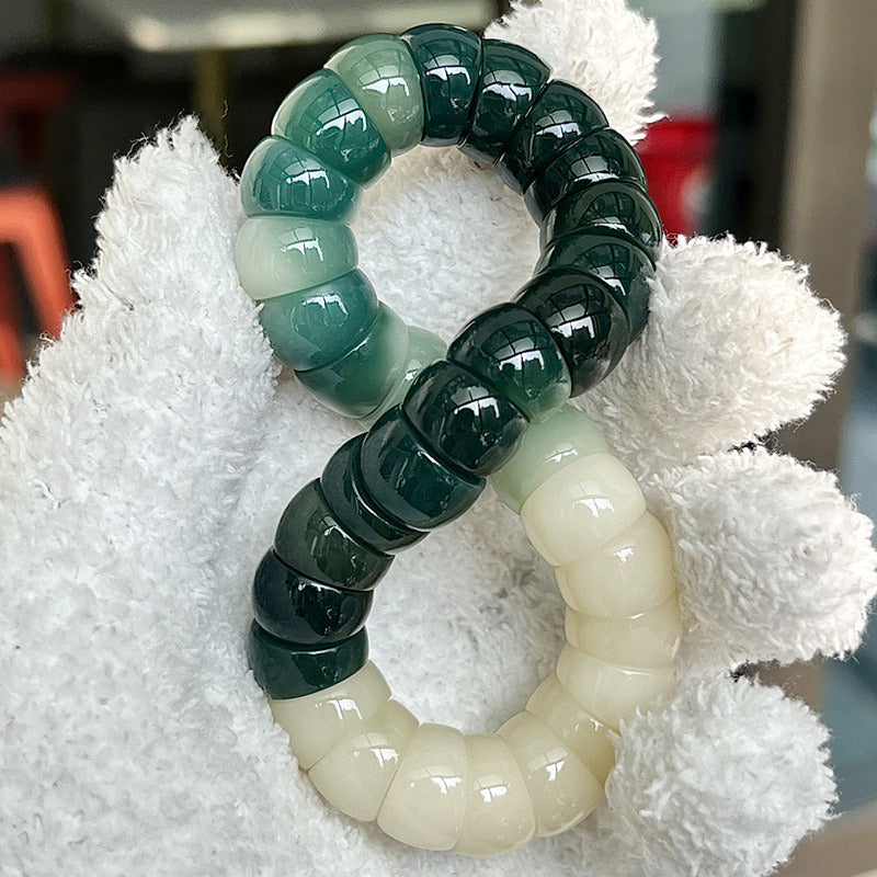 Natural Bodhi Root Floating Flower Gradient Color Around Finger Johor Beads Play Rosary Bracelet