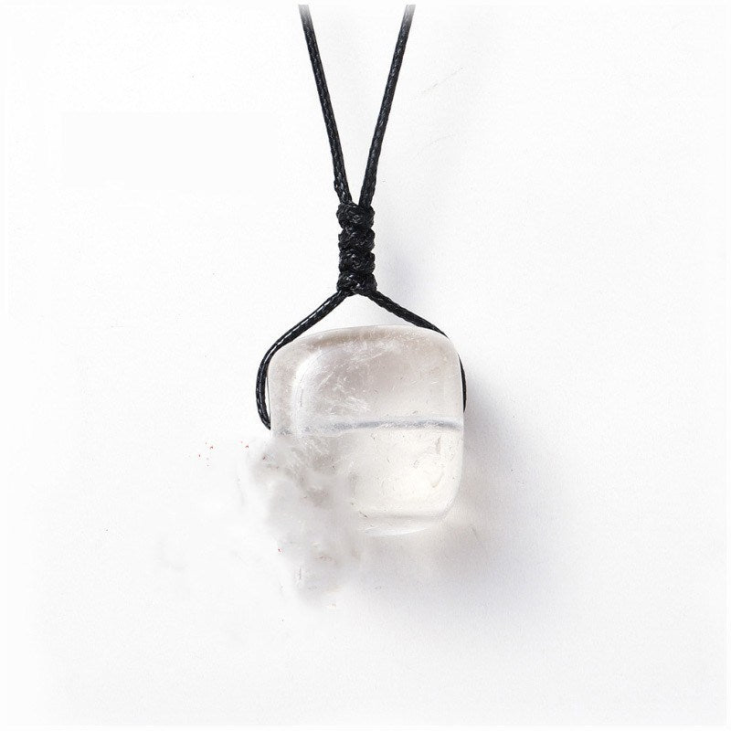 East China Sea Natural Crystal Square Pendant Crystal Original Stone Polished Diy Ornaments