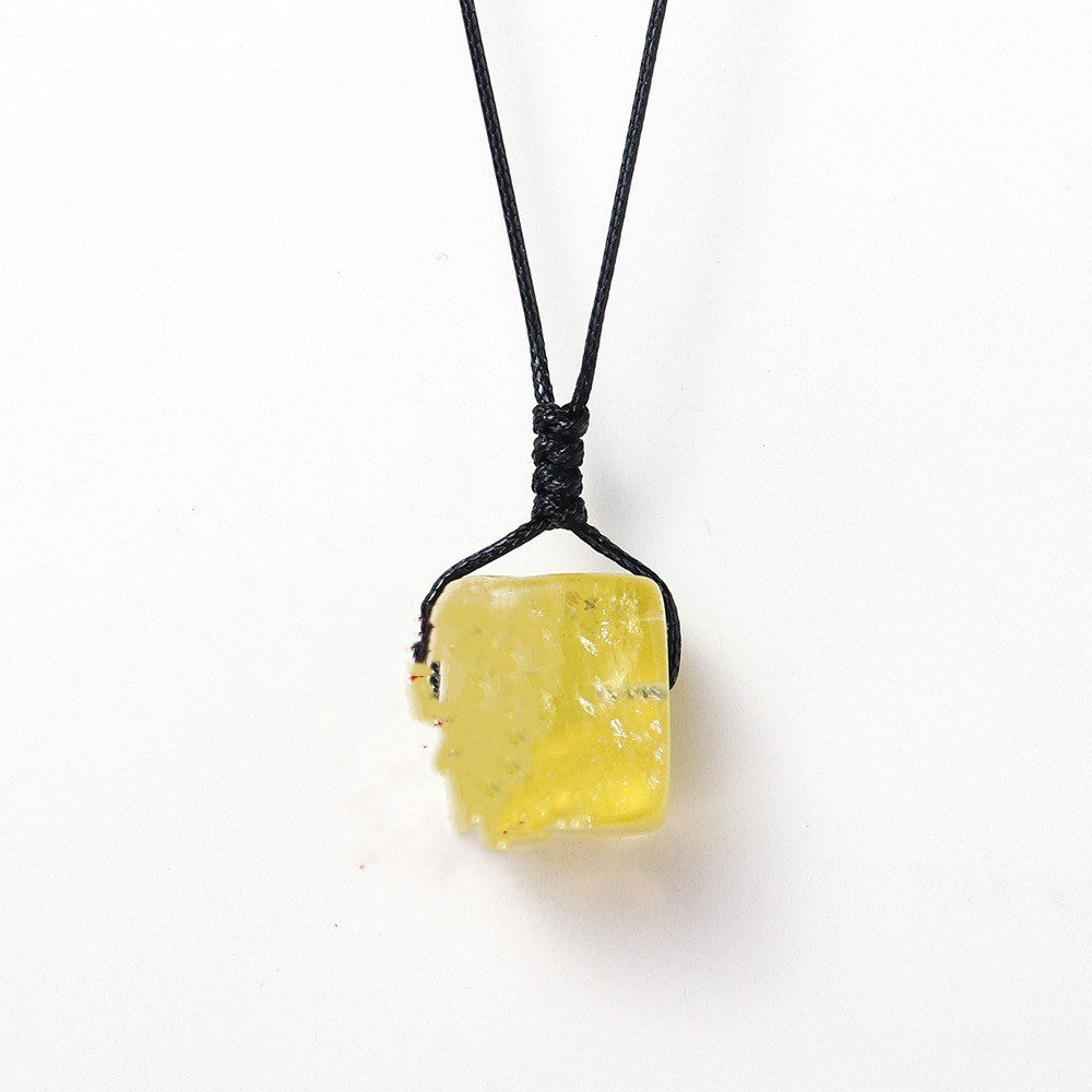 East China Sea Natural Crystal Square Pendant Crystal Original Stone Polished Diy Ornaments