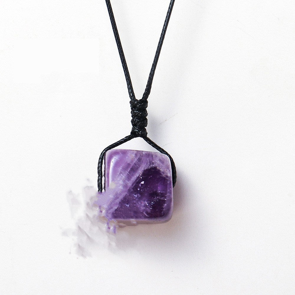 East China Sea Natural Crystal Square Pendant Crystal Original Stone Polished Diy Ornaments