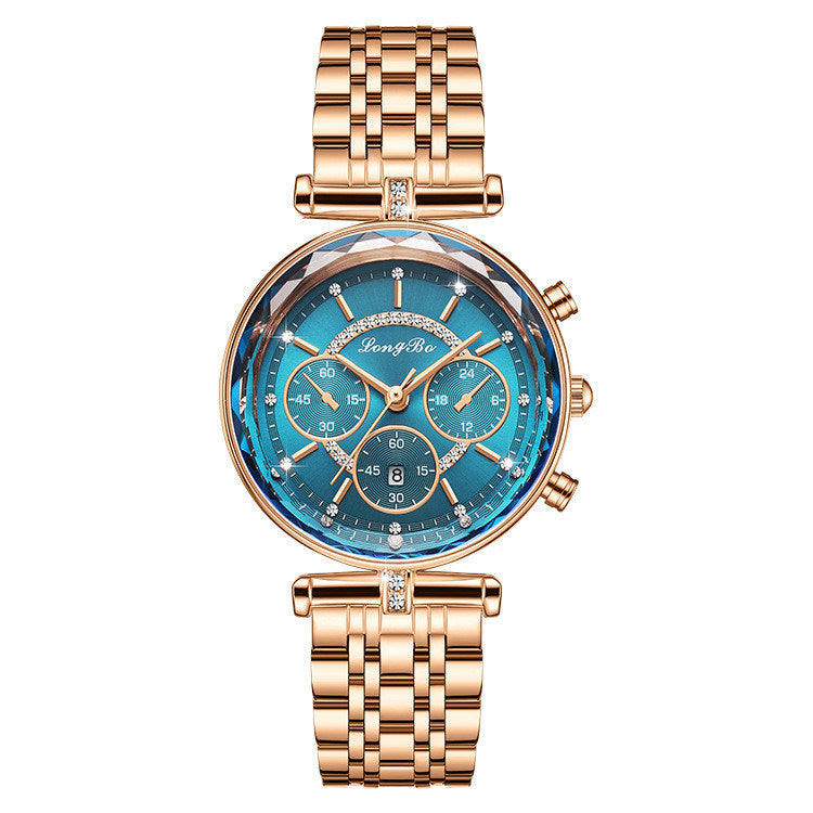 Waterproof Casual Three-eye Women's Watch