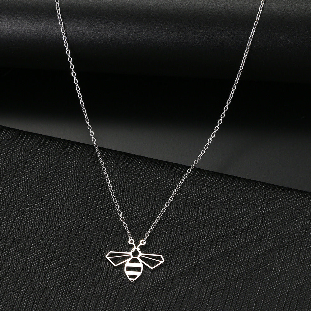 Stainless Steel Necklace Lovely Little Bee Insect Pendant