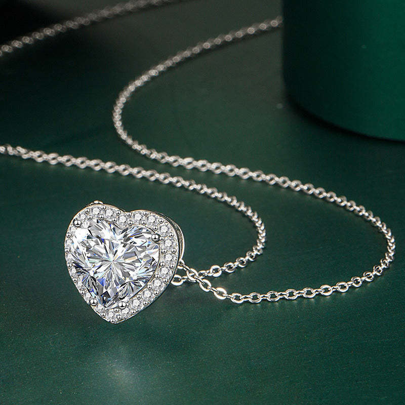 Mosan Diamond Love Heart Pendant Fashion Necklace Jewelry