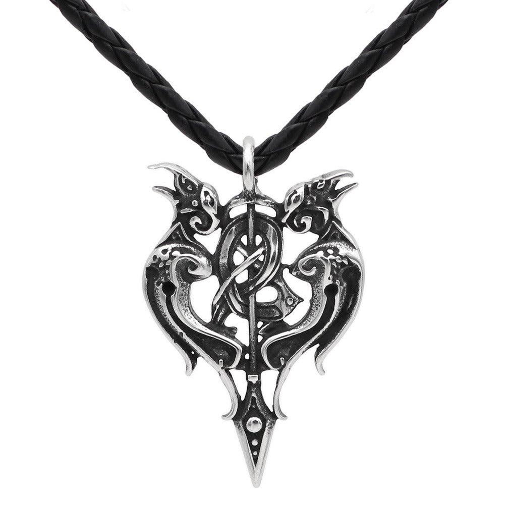 Viking Gemini Bearing Sword Men's Pendant Necklace Accessories Long Jewelry