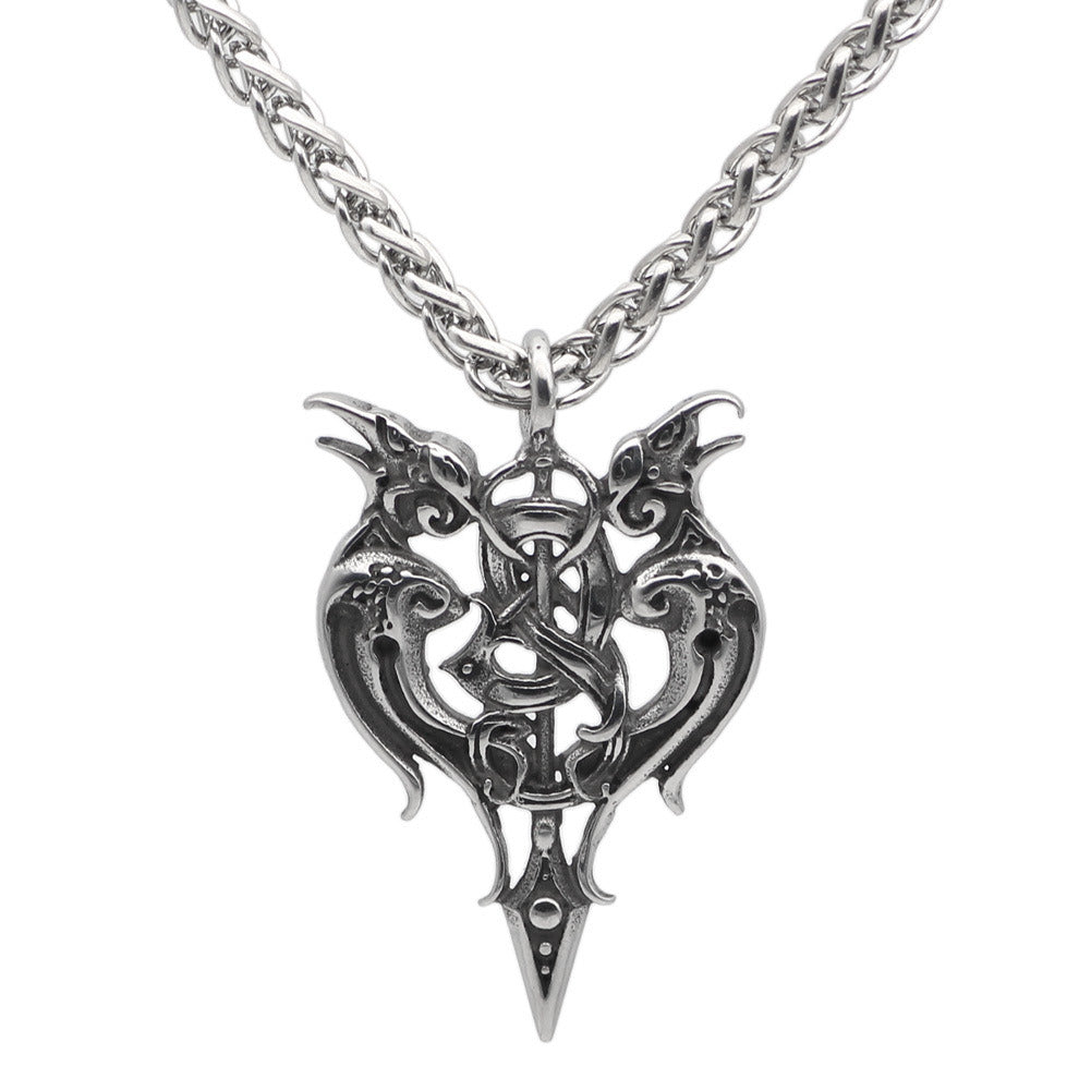 Viking Gemini Bearing Sword Men's Pendant Necklace Accessories Long Jewelry