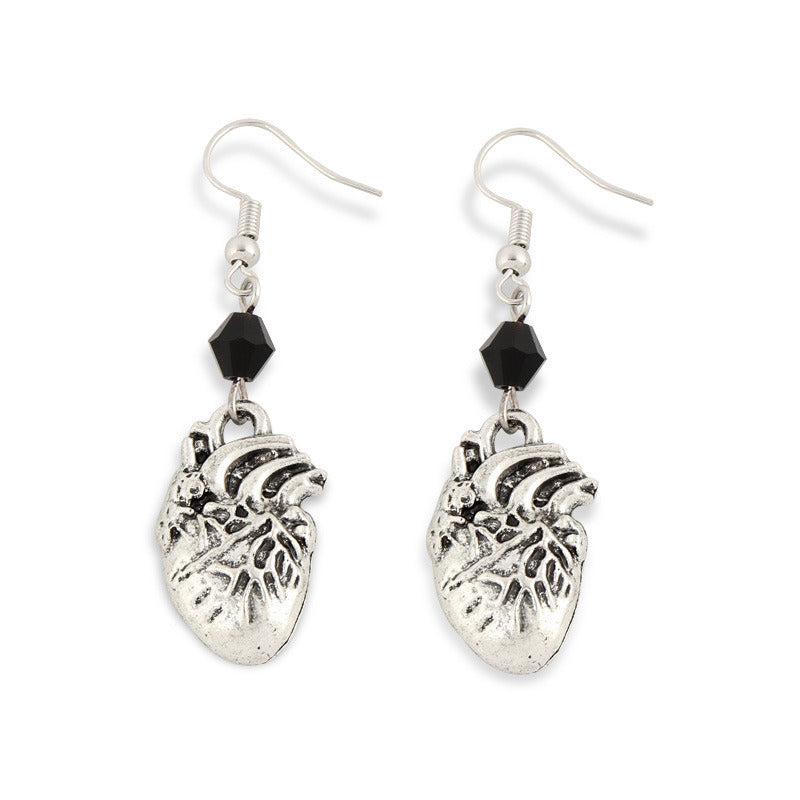 Gothic Halloween Jewelry Heart Pendant Earrings