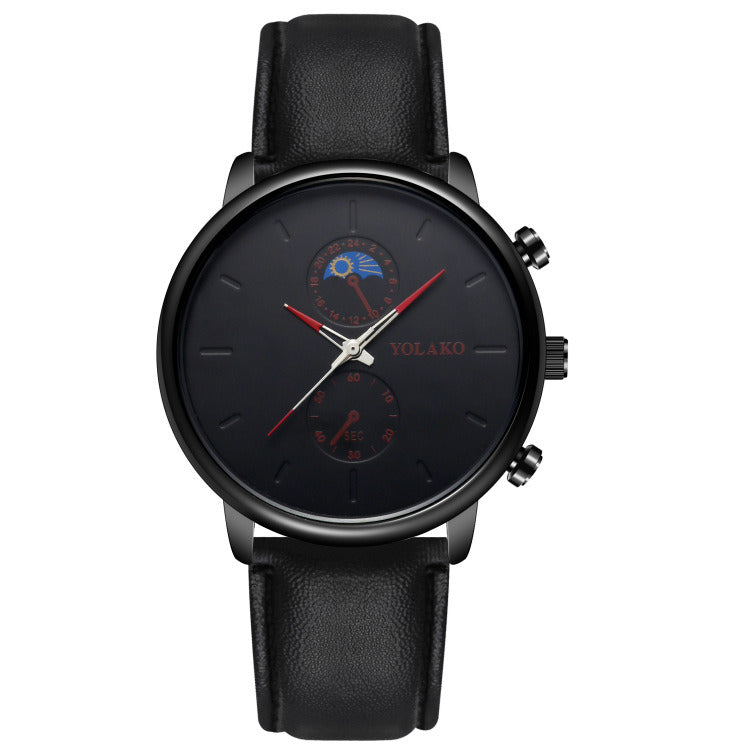 Leather Belt Two Eye Ultra-thin Quartz Men's Watch