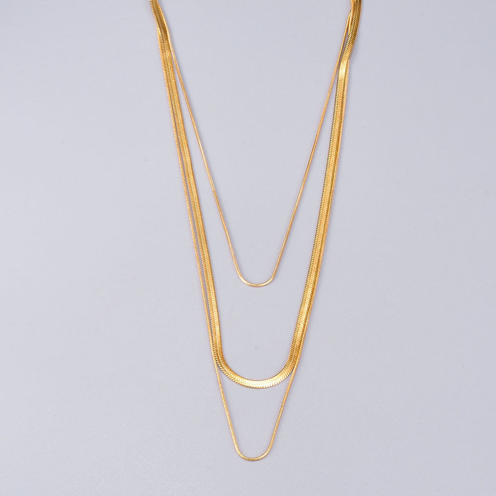 Ins Fashion Sense Korean Tide Temperament Three Layers Of Necklace Collarbone Chain