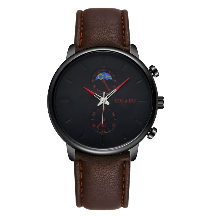 Leather Belt Two Eye Ultra-thin Quartz Men's Watch