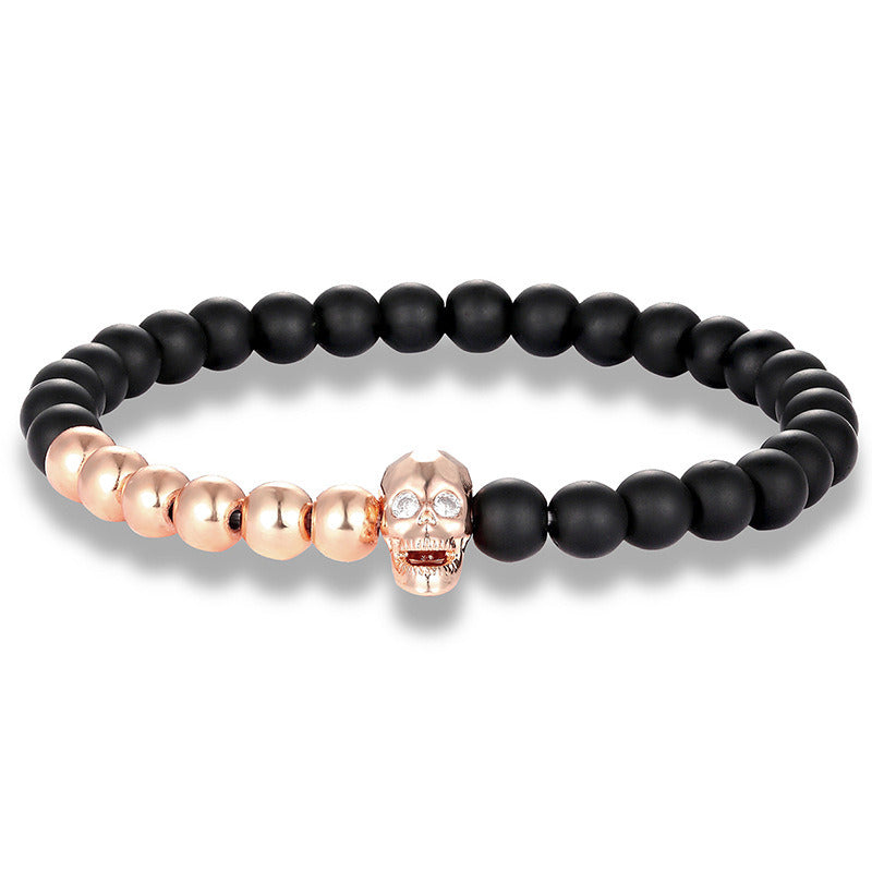 Micro Inlaid Zircon Skull Bracelet Frosted