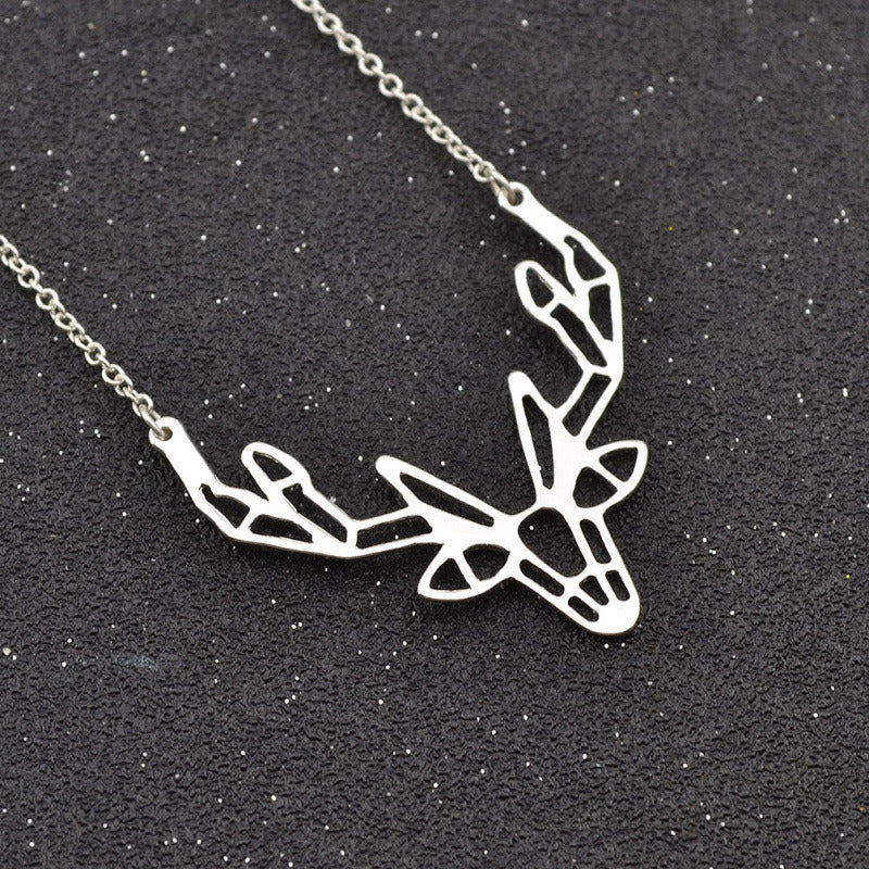 Origami Elk Horn Pendant Women's Necklace