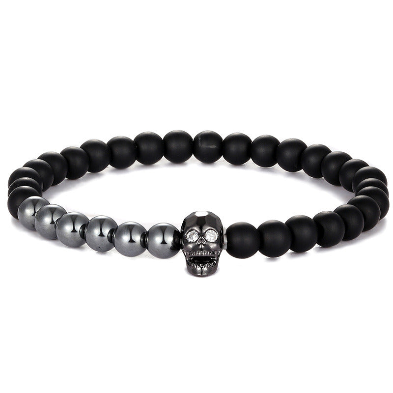 Micro Inlaid Zircon Skull Bracelet Frosted