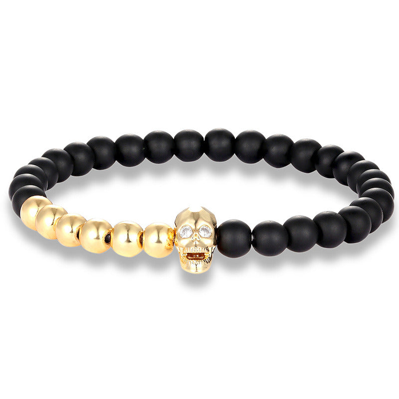 Micro Inlaid Zircon Skull Bracelet Frosted