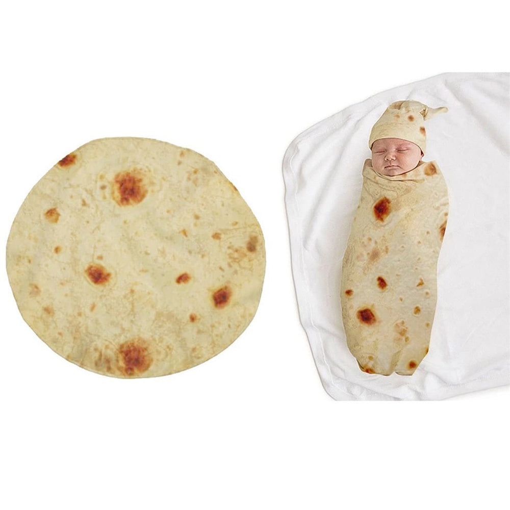 Newborn Baby Burrito Swaddle Blanket with Hat Adorable Gift for Boys and Girls