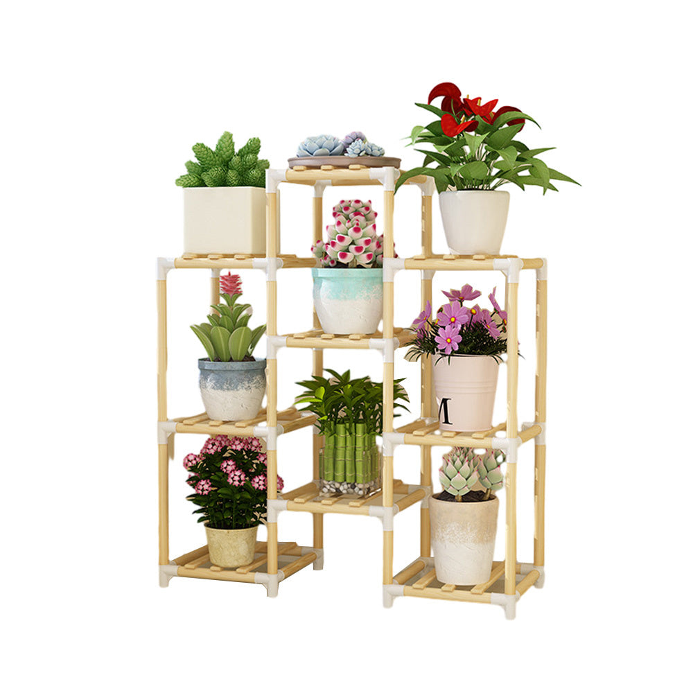 Wooden Multi-Tiered Plant Stand Perfect for Indoor and Outdoor Flower Display