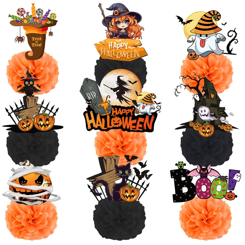 9PCS Halloween Honeycomb Table Centerpieces, Girls Halloween Party Decorations