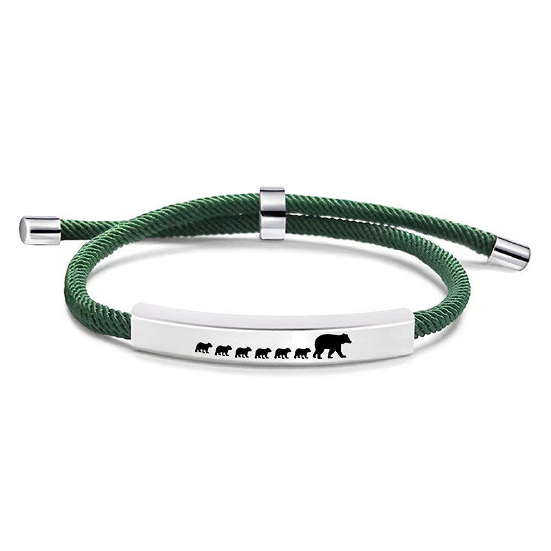 New Stainless Steel Braided Charm Bear Titanium Steel Bracelet