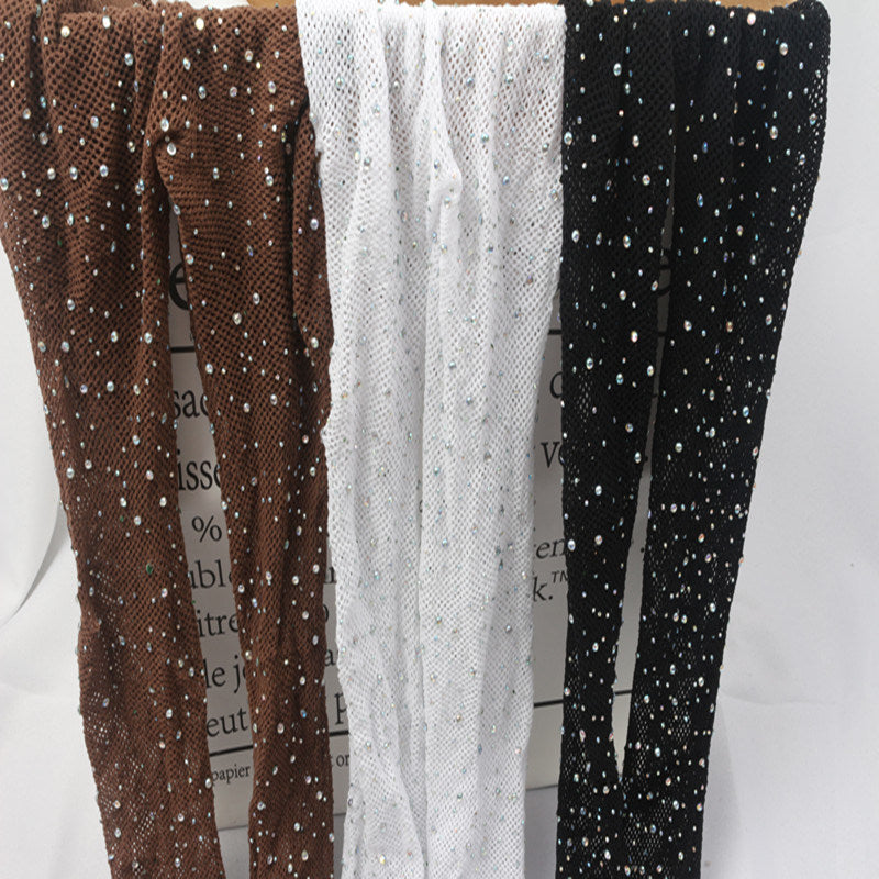 Rhinestone Stockings Black Ins Thin Fish Mouth Pantyhose