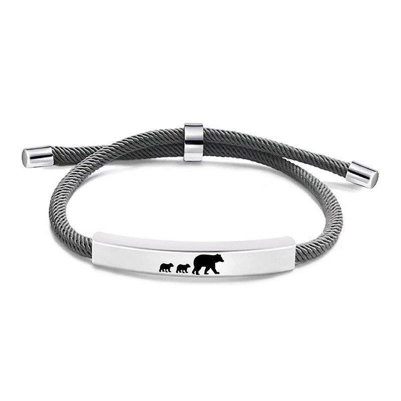 New Stainless Steel Braided Charm Bear Titanium Steel Bracelet