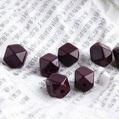 Japanese-style Retro Straight Hole Polygon Acrylic Beads Accessories DIY