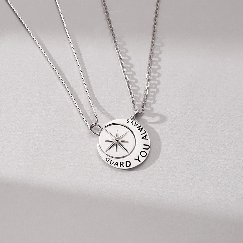 Star And Moon Guardian Couple Necklace For Men And Women