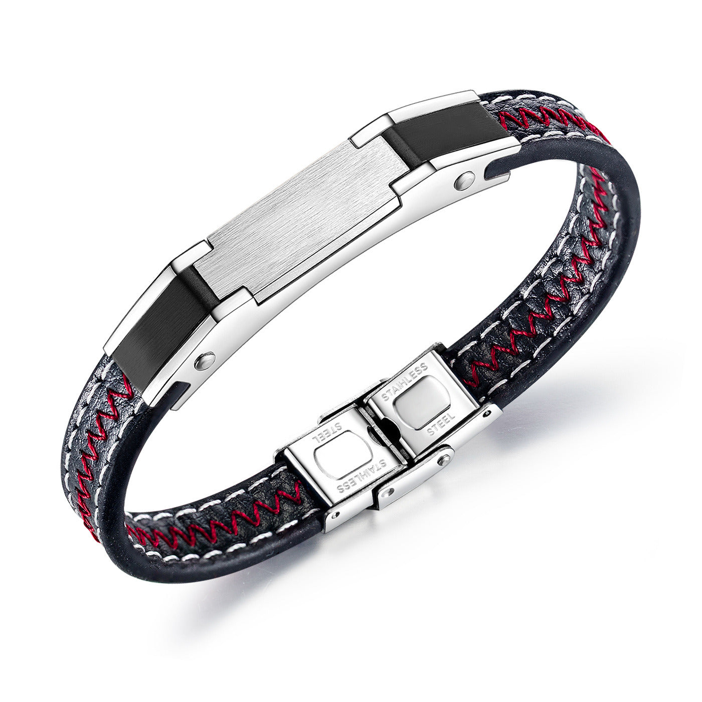 Domineering Personality Men's Leather Bracelet Stainless Steel