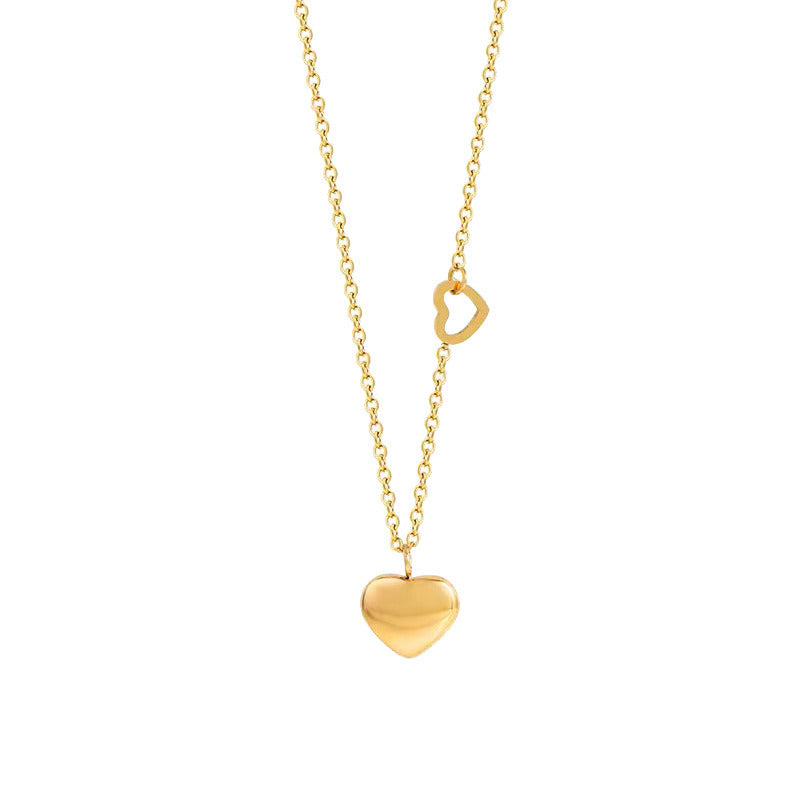 Fashion 18k Gold Double Love Necklace Light Luxury