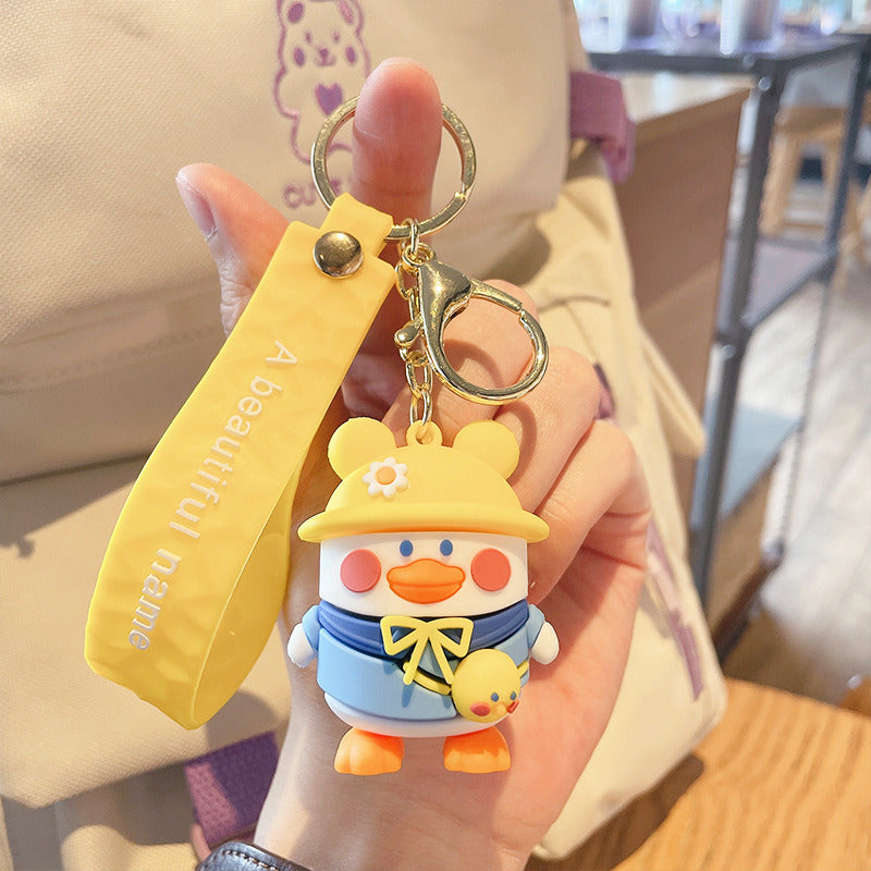 Cute Backpack Duck Keychain Cartoon Dripping Glue