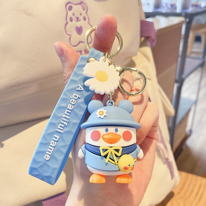 Cute Backpack Duck Keychain Cartoon Dripping Glue