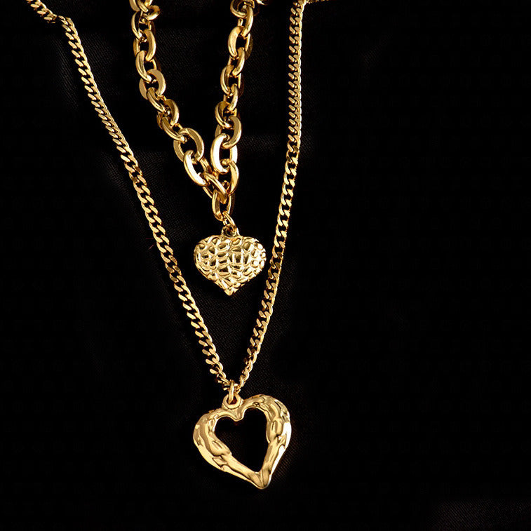 Double Layered Wearing Love Pendant Female Net Celebrity Ins High End All Match Sweater Chain