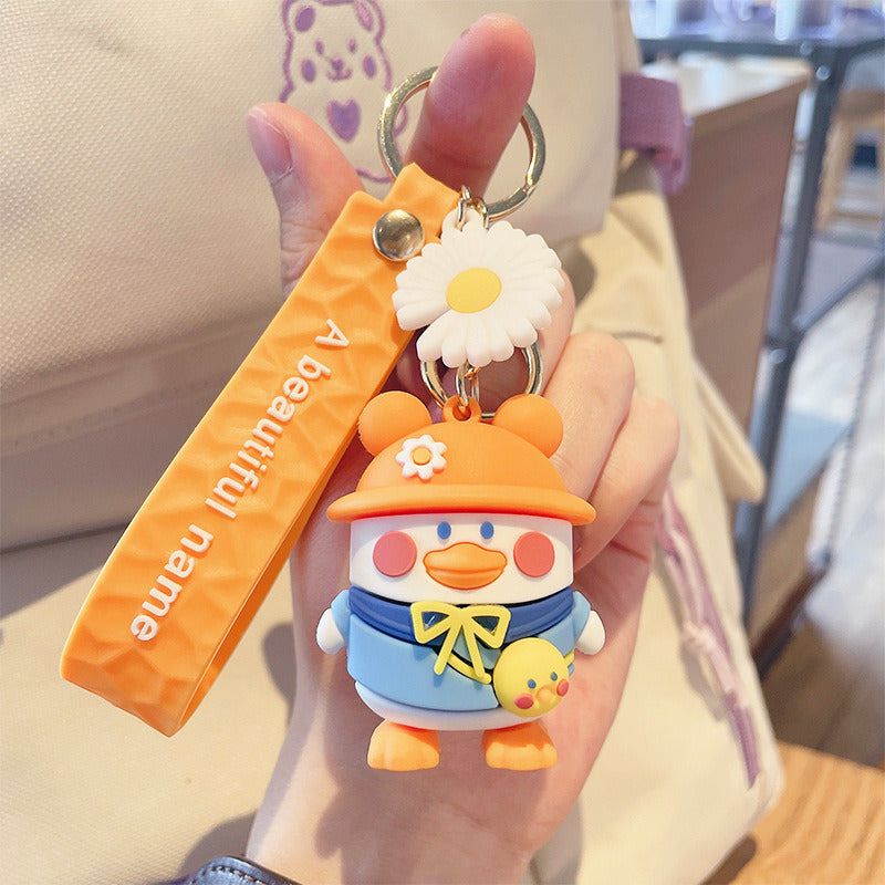 Cute Backpack Duck Keychain Cartoon Dripping Glue