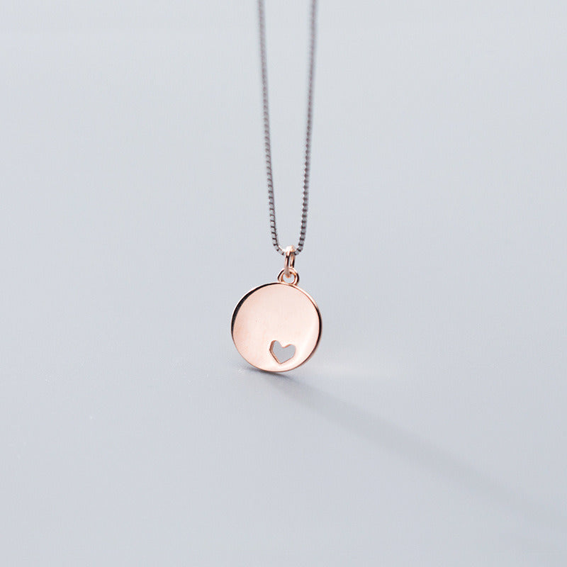 Women's Korean Style Hollow Love Clavicle Chain Round Pendant