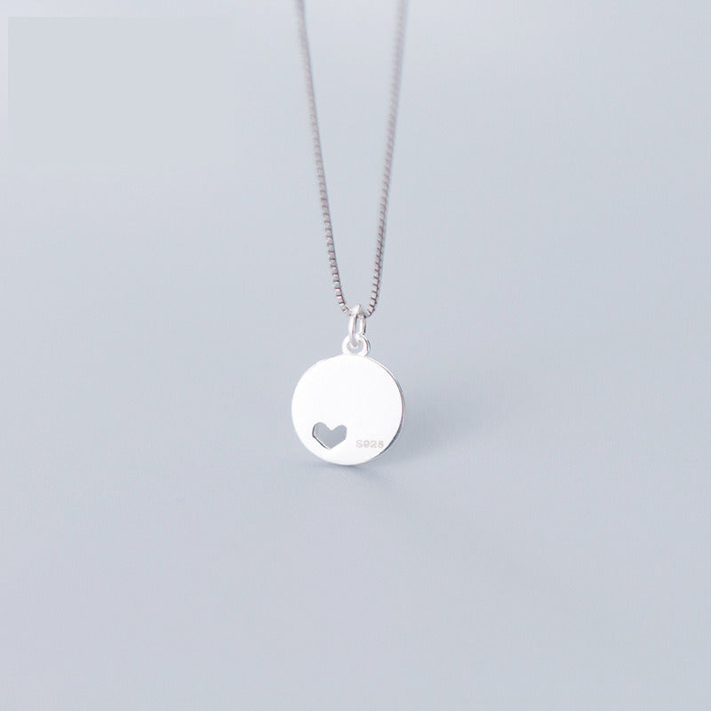 Women's Korean Style Hollow Love Clavicle Chain Round Pendant