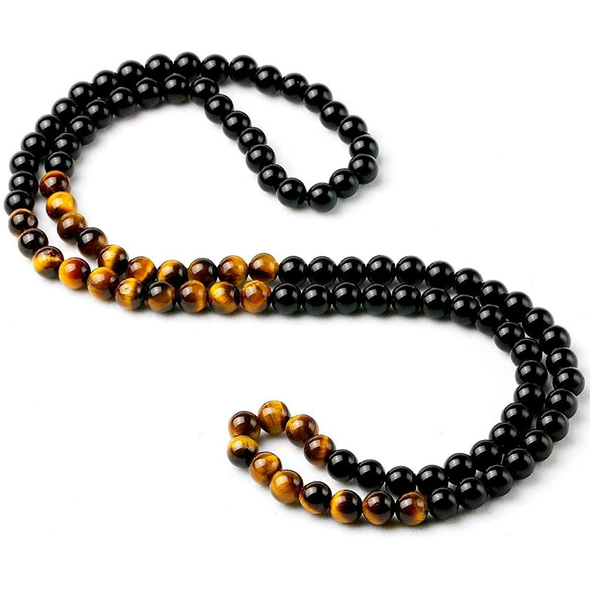 European And American Men's Tiger Eye Stone Bead Necklace Fashionable And Natural