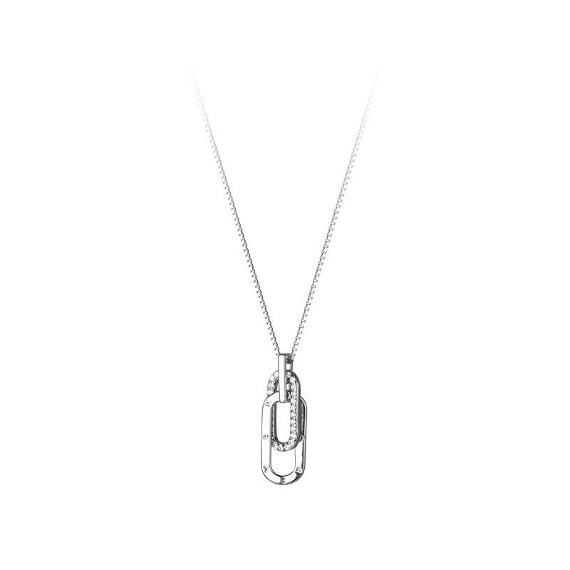 Geometric Oval Temperament Diamond Clavicle Chain