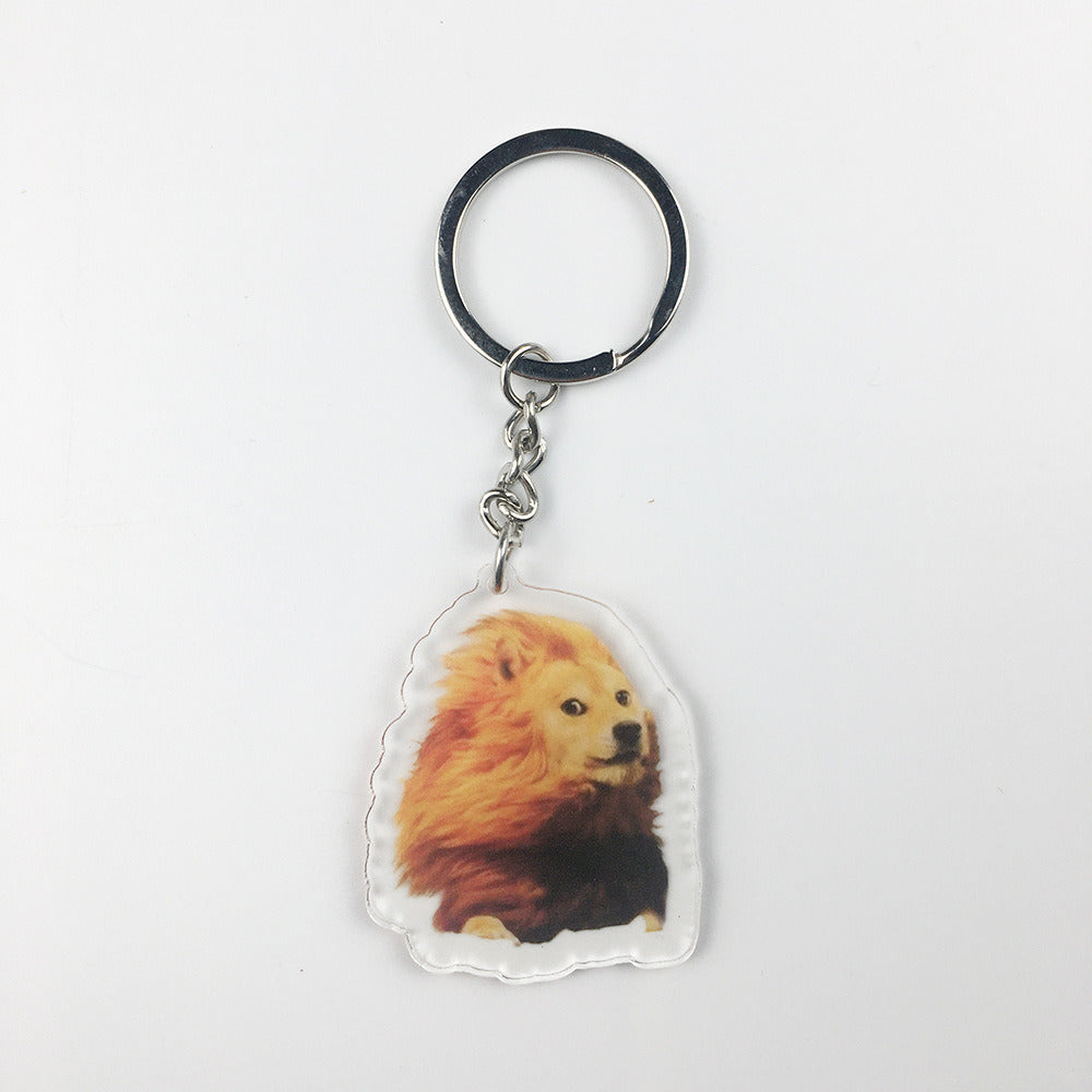 Cartoon Cute Dog Crying Acrylic Transparent Keychain