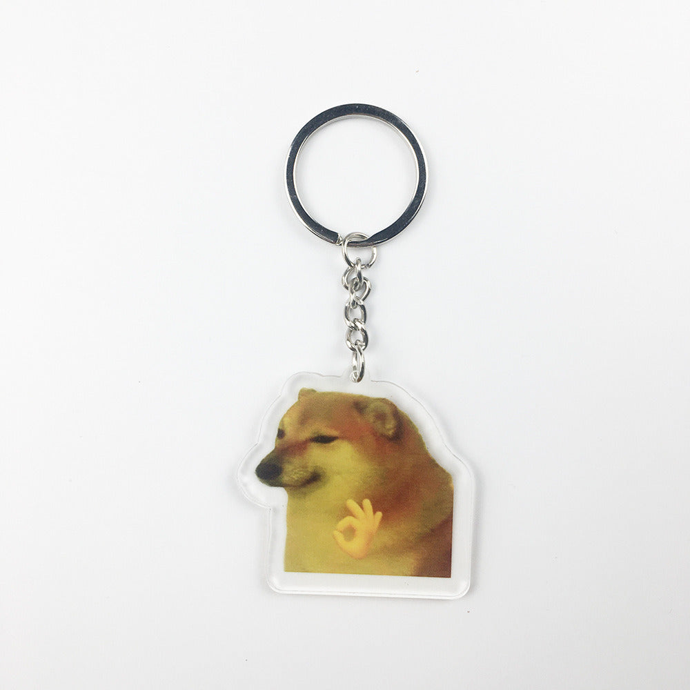 Cartoon Cute Dog Crying Acrylic Transparent Keychain