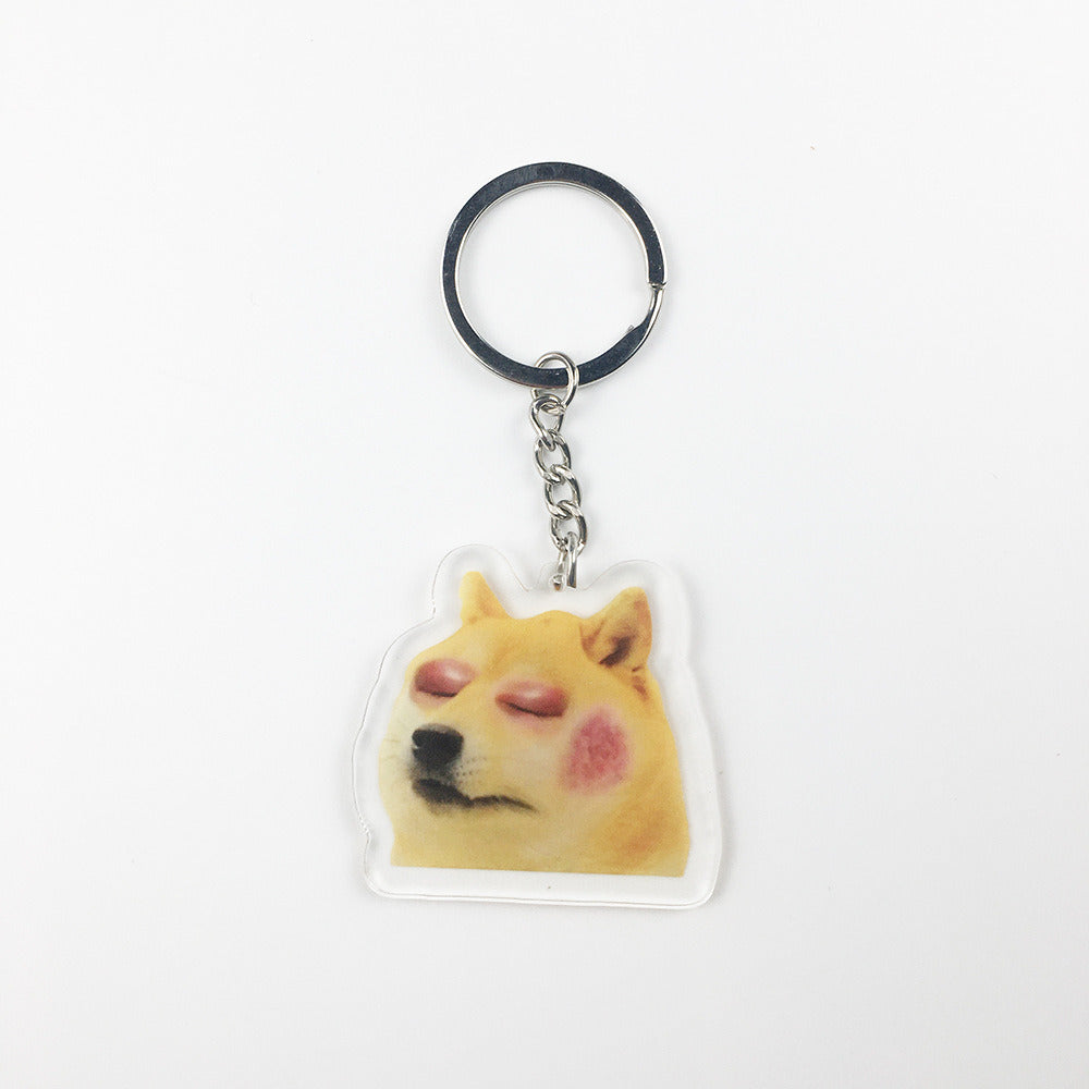 Cartoon Cute Dog Crying Acrylic Transparent Keychain