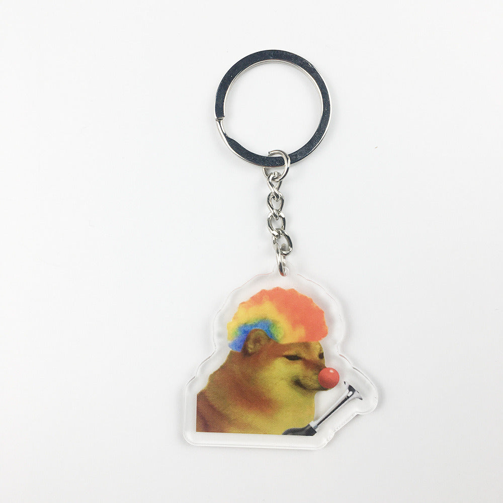 Cartoon Cute Dog Crying Acrylic Transparent Keychain