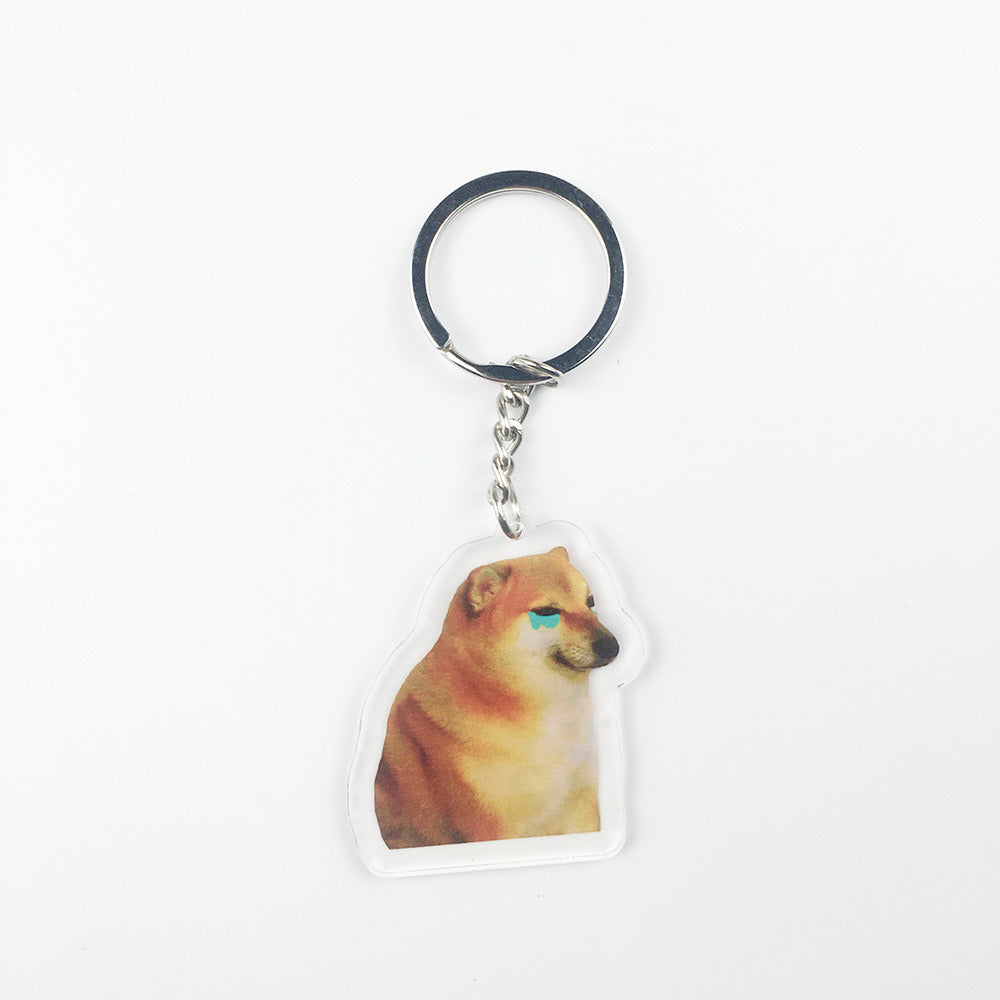 Cartoon Cute Dog Crying Acrylic Transparent Keychain