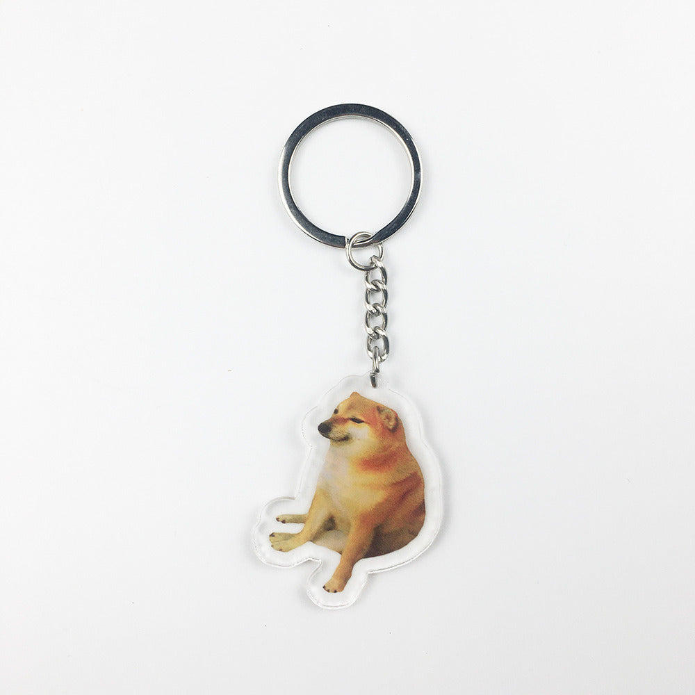 Cartoon Cute Dog Crying Acrylic Transparent Keychain