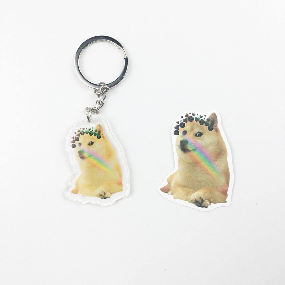 Cartoon Cute Dog Crying Acrylic Transparent Keychain