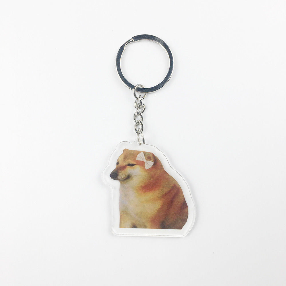 Cartoon Cute Dog Crying Acrylic Transparent Keychain